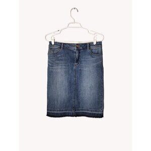 Caslon Skirt 2 Denim Raw Hem Pockets Stretch Mildly Distressed